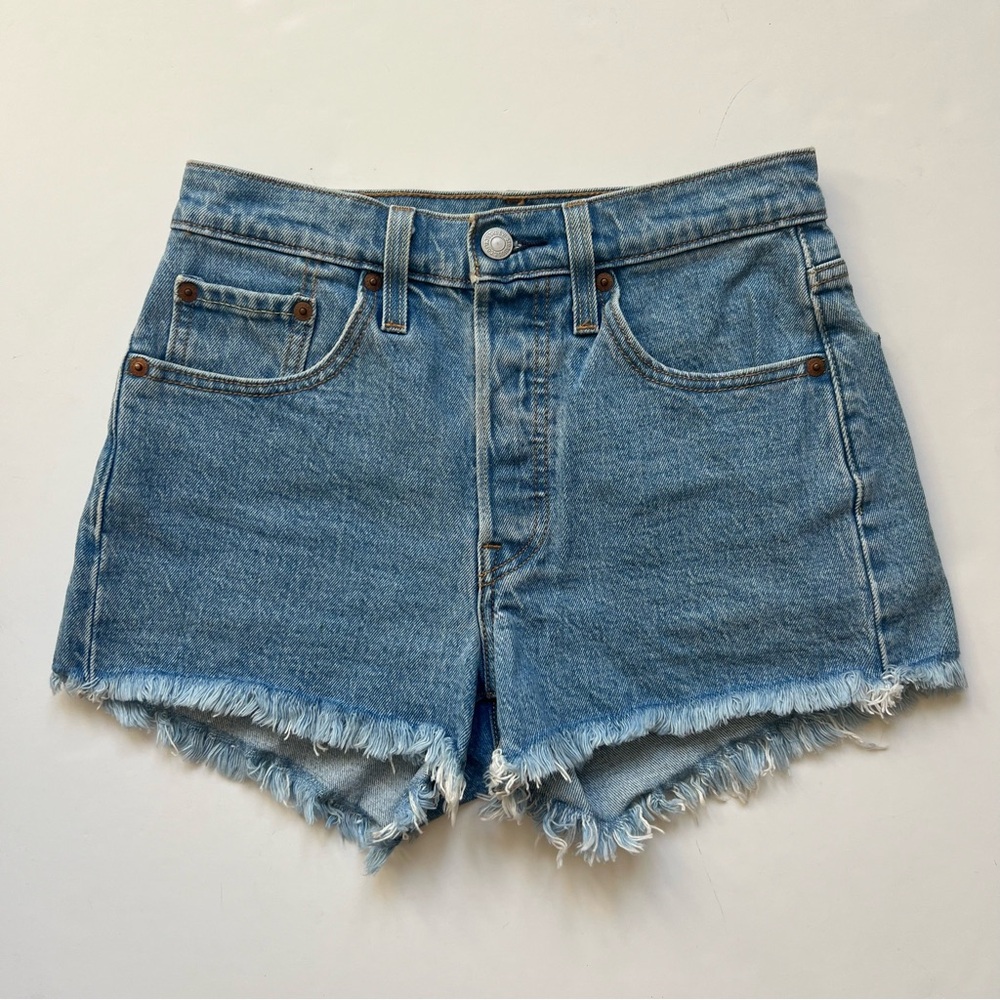 Levi’s 501 Original Button Fly Denim Shorts Size 24 Medium Blue Wash Jive Down